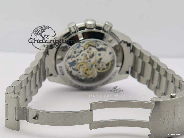 0118 Speedmaster MoonWatch  Apollo 16 Black Dial On SS Bracelet Supportive 8231